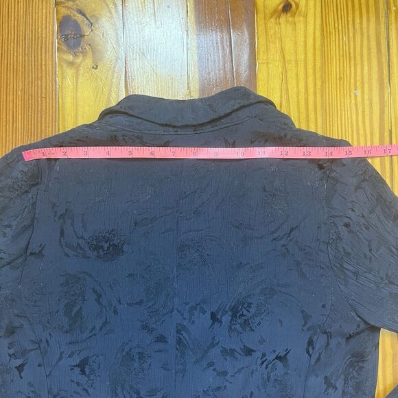 Zara Floral Jacquard Blazer Jacket Size Small Dark Blue Double Breasted Brocade - Picture 12 of 16